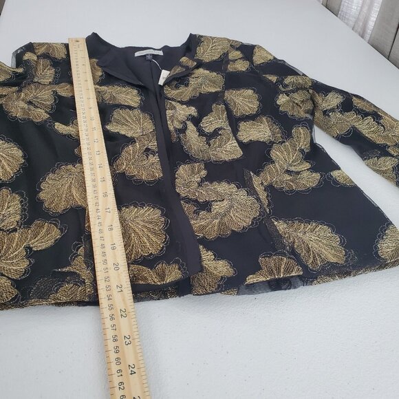 Samantha Dru Anthropologie Auria Black Gold Floral Bell Sleeve Jacket Size S NWT - Picture 8 of 9